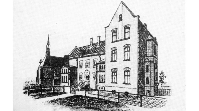 Älteste Ansicht des St. Rochus-Hospitals um 1890 - Quelle St. Lukas Gesellschaft